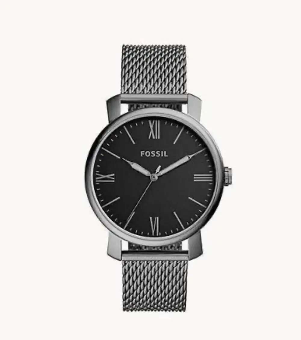 Fossil Rhett Three-Hand Smoke Stainless Steel Mesh Watch BQ2370